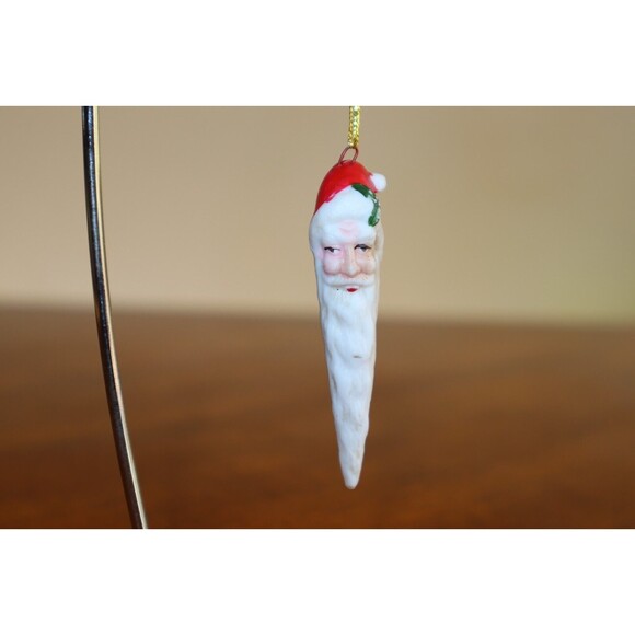 Lot 3x Vintage Santa Claus Father Christmas Icicle Beard Ceramic ~2.4” Ornament - Picture 2 of 9
